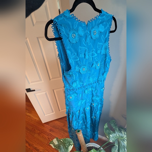 Farm Rio Blue 3d flower sleeveless maxi dress - Picture 5 of 16